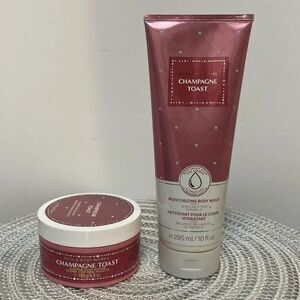 BBW Champagne Toast Whipped Body Butter and Body Wash Set of 2 NWT